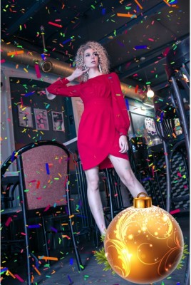 Короткое коктейльное платье с рукавами Alika DM-1060