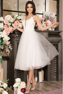 Wedding Midi Dress with Full Skirt Kelli MS-1015