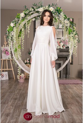 Naomi MS-1036 Long Chiffon Sleeve Wedding Dress