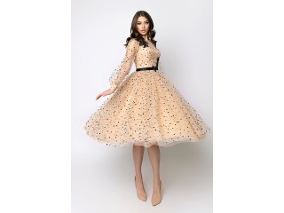Cocktail dress puffy with sleeves Darina DM-1112
