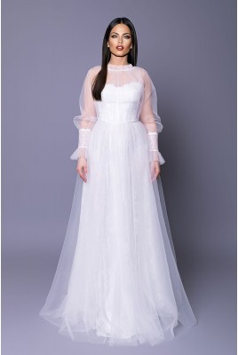 Купить свадебное платье с прозрачными рукавами Michele MS-1083 оптом от российского производителя