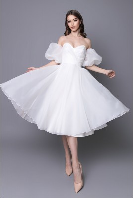 Wedding Puffy Midi Dress Elina MS-1096