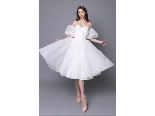 Wedding Puffy Midi Dress Elina MS-1096