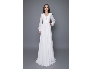 Свадебное шифоновое платье с длинными рукавами Isis MS-1105