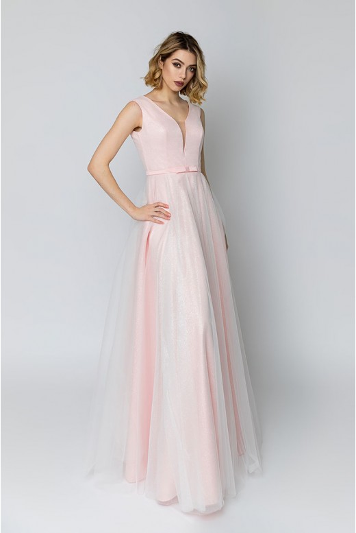 Вечернее длинное платье с блеском Leah DM-1134