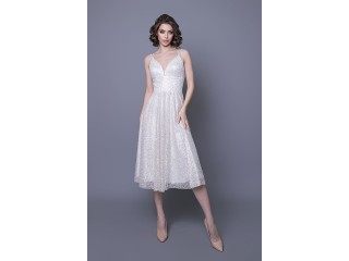 Wedding Shiny Midi Dress Dino MS-1093