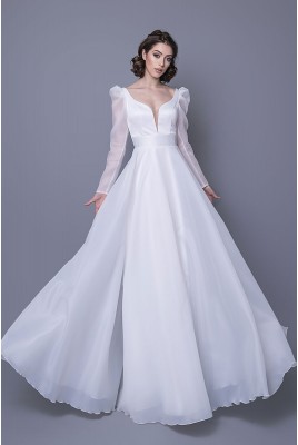 Свадебное платье с прозрачными рукавами Juno MS-1122