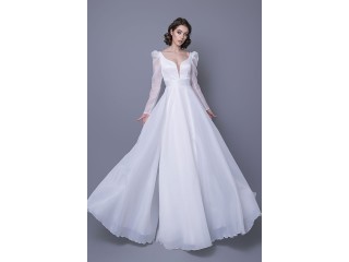 Wedding Dress with transparent sleeves Juno MS-1122