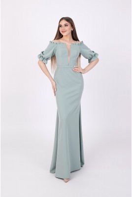 Evening long dress with lantern sleeves Shena DM-1158