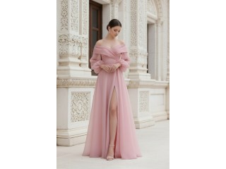 Вечернее длинное платье с разрезом Alethea DM-1173