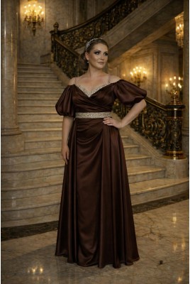 Evening long satin dress Camellia DM-1241