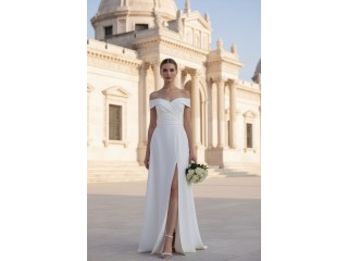 Свадебное длинное платье с разрезом Genevieve MS-1195