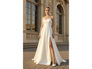 Elodie MS-1203 Long Wedding Dress with a Slit