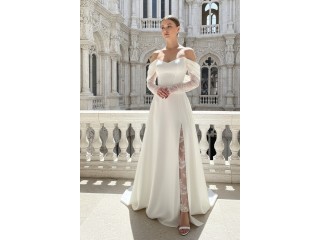 Свадебное длинное платье с кружевными рукавами Claire MS-1216