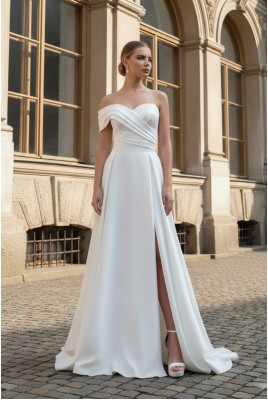Elara MS-1220 Long Wedding Dress with a Slit Elara MS-1220 Long Wedding Dress with a Slit
