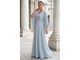 Evening long dress with sleeves Nerine DM-1249