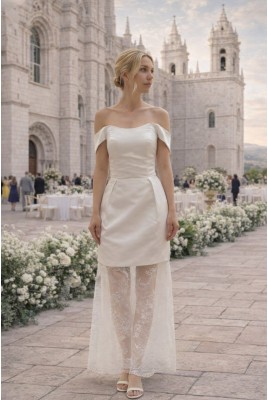 Свадебное мини платье с кружевной юбкой Raine MS-1242