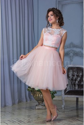 Короткое свадебное платье кроп топ DM-816